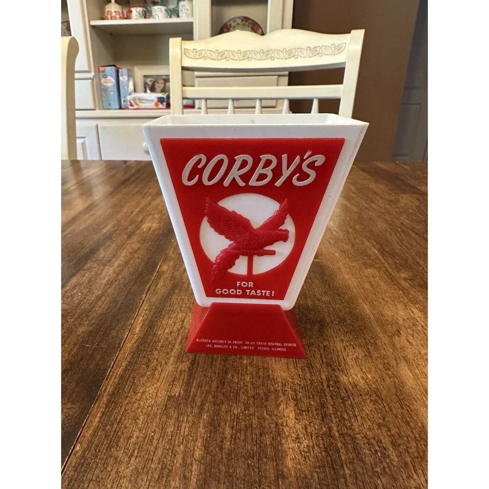 Vintage Corby's Whiskey Advertising Counter Display Holder Jas Barclay Peoria